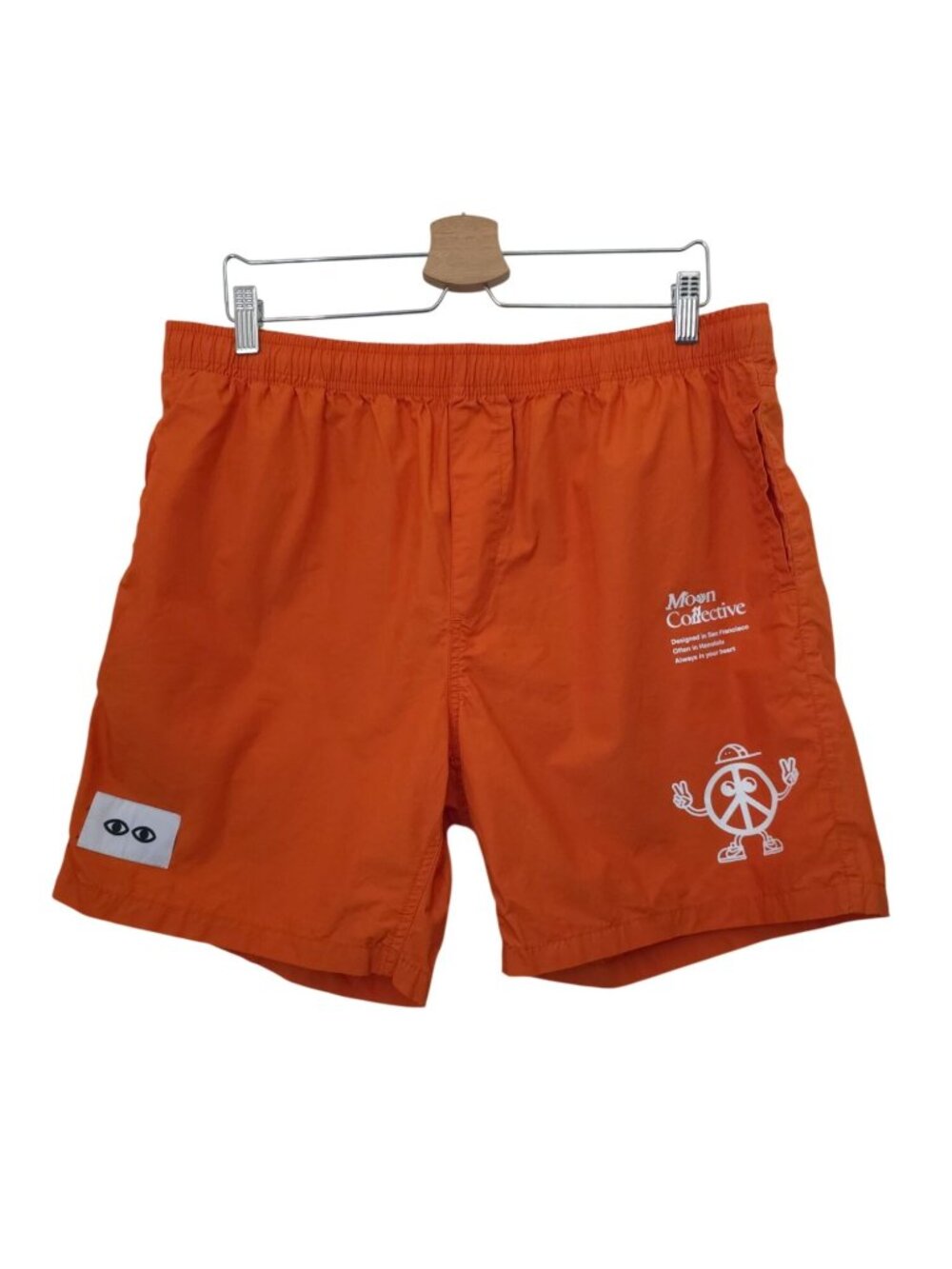 Moon Collective Orange Graphic Swim 100% Cotton Shorts Trunks Sz XL